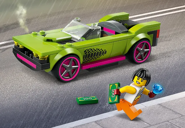Urmarire cu masina de politie si masina puternica, +6 ani, 60415, Lego City